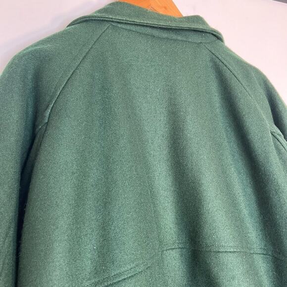 Vintage 90's Bugle Boy Outerwear Hunter Green Wool Varsity Bomber Jacket Coat - Picture 11 of 13